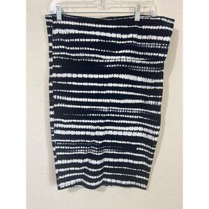 Torrid Sz 0 (US 12) Stretch Pencil Skirt Foldover Waist Navy Blue White Tie Die